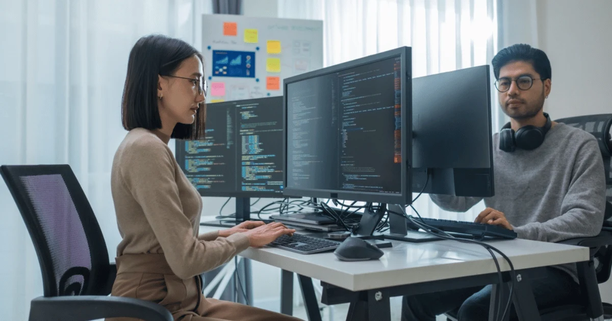 Two Programmers at Work on Computers