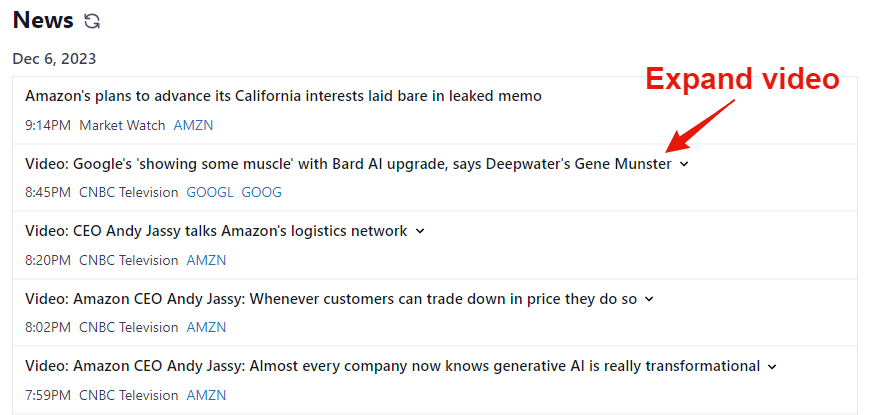 Watchlist news section